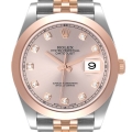Rolex Datejust 41 Steel Rose Gold Diamond Dial Mens Watch 126301 Box Card