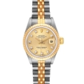 Rolex Datejust Steel Yellow Gold Champagne Diamond Dial Ladies Watch 69173