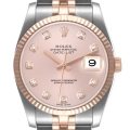 Rolex Datejust Steel Rose Gold Diamond Mens Watch 116231