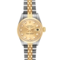 Rolex Datejust Steel Yellow Gold Champagne Diamond Dial Ladies Watch 69173