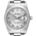 Rolex Datejust 36 Silver Roman Dial Steel Mens Watch 16200