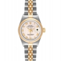 Rolex Datejust Steel Yellow Gold Ivory Pyramid Dial Ladies Watch 69173