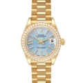 Rolex Datejust President Yellow Gold Diamond Bezel Ladies Watch 279138 Box Card