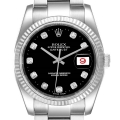 Rolex Datejust Steel White Gold Black Diamond Dial Mens Watch 116234