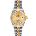 Rolex Datejust Steel Yellow Gold Champagne Diamond Dial Ladies Watch 79173