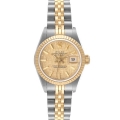Rolex Datejust Steel Yellow Gold Champagne Linen Dial Ladies Watch 69173 Papers