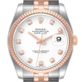 Rolex Datejust Steel Rose Gold White Diamond Dial Mens Watch 116231