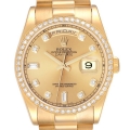 Rolex Day Date President Yellow Gold Diamond Bezel Dial Mens Watch 118348