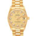 Rolex President 31 Datejust Midsize Yellow Gold Diamond Ladies Watch 68278