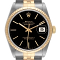 Rolex Datejust Steel Yellow Gold Black Dial Mens Watch 16233