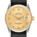 Rolex Datejust 36 Steel Yellow Gold Leather Strap Vintage Mens Watch 16013