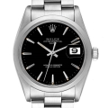 Rolex Date Smooth Bezel Black Dial Steel Vintage Mens Watch 1500