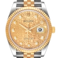 Rolex Datejust Steel Yellow Gold Diamond Dial Mens Watch 126233
