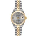 Rolex Datejust Steel Yellow Gold Slate Roman Dial Ladies Watch 69173 Box Papers