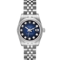 Rolex Datejust Steel White Gold Blue Vignette Diamond Dial Ladies Watch 179174