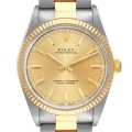 Rolex Oyster Perpetual NonDate Steel 18k Yellow Gold Mens Watch 14233