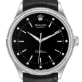 Rolex Cellini White Gold Black Dial Diamond Mens Watch 50609 Box Card