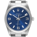 Rolex Air King 34mm Blue Dial Smooth Bezel Steel Mens Watch 14000