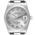 Rolex Datejust 36 Silver Roman Dial Steel Mens Watch 16200 Box Papers