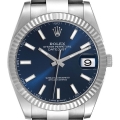Rolex Datejust 41 Steel White Gold Blue Dial Mens Watch 126334 Box Card