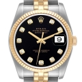 Rolex Datejust Steel Yellow Gold Black Diamond Dial Mens Watch 116233 Box Card Rolex Datejust Steel Yellow Gold Black Diamond Dial Mens Watch 116233 Box Card