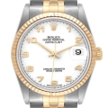 Rolex Datejust Steel Yellow Gold White Dial Mens Watch 16233