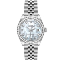 Rolex Datejust 28 Steel White Gold Mother Of Pearl Diamond Ladies Watch 279384 Box Card