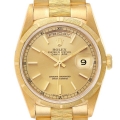 Rolex Day-Date President 36mm Yellow Gold Bark Finish Mens Watch 18248