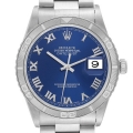 Rolex Datejust Turnograph Steel White Gold Blue Dial Mens Watch 16264
