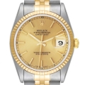 Rolex Datejust Steel Yellow Gold Fluted Bezel Mens Watch 16233