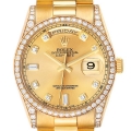 Rolex President Day-Date Yellow Gold Diamond Dial Bezel Lugs Mens Watch 118388