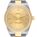 Rolex Oyster Perpetual Fluted Bezel Steel Yellow Gold Mens Watch 14233