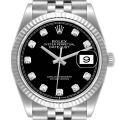 Rolex Datejust Steel White Gold Black Diamond Dial Mens Watch 126234