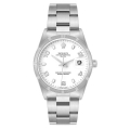 Rolex Date White Dial Engine Turned Bezel Steel Mens Watch 15210