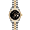 Rolex Datejust 26mm Steel Yellow Gold Black Dial Ladies Watch 69173