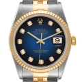 Rolex Datejust Steel Yellow Gold Diamond Dial Mens Watch 16233 Box Papers Rolex Datejust Steel Yellow Gold Diamond Dial Mens Watch 16233 Box Papers