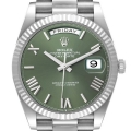 Rolex President Day-Date 40 Green Dial White Gold Mens Watch 228239 Unworn