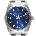 Rolex Air King 34mm Blue Dial Smooth Bezel Steel Mens Watch 14000