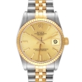 Rolex Datejust Midsize Steel Yellow Gold Champagne Dial Ladies Watch 68273