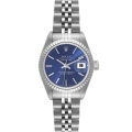 Rolex Datejust Steel White Gold Blue Baton Dial Ladies Watch 69174