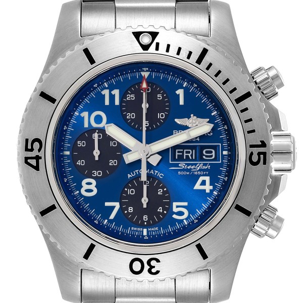 Breitling SuperOcean Blue Dial Chronograph II Mens Watch A13341 Box Card