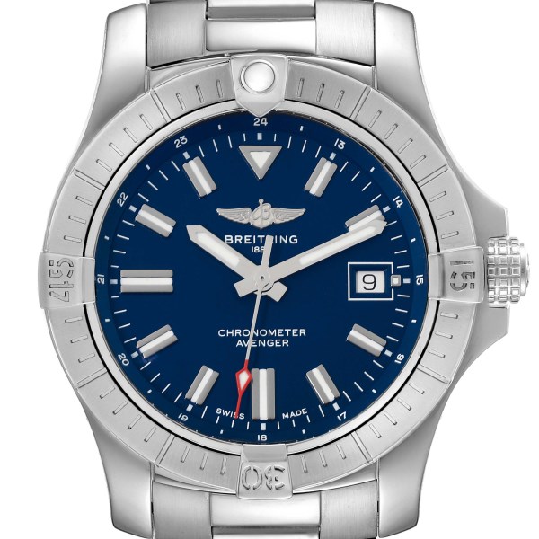 Breitling Avenger Blue Dial Stainless Steel Mens Watch A17318 Box Card