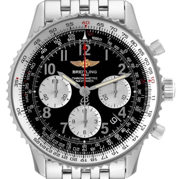 Breitling Navitimer 01 Black Dial Steel Mens Watch AB0120 Box Papers