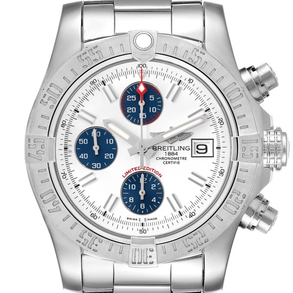 Breitling Aeromarine Super Avenger White Dial Steel Mens Watch A13381