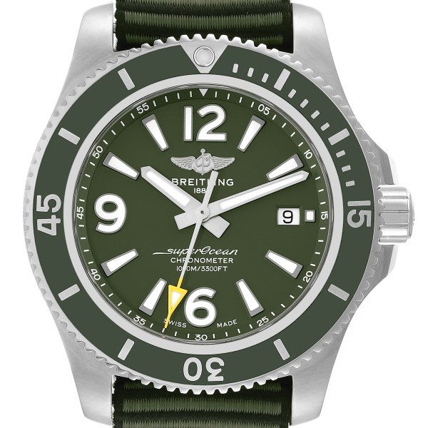 Breitling Superocean 44 Outerknown Green Dial Steel Mens Watch A17367 Box Card