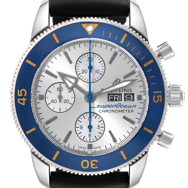 Breitling SuperOcean Heritage II Chrono Silver Dial Mens Watch A13313 Box Card