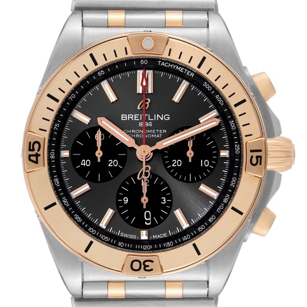 Breitling Chronomat B01 Steel Rose Gold Grey Dial Mens Watch UB0134 Box Card Breitling Chronomat B01 Steel Rose Gold Grey Dial Mens Watch UB0134 Box Card