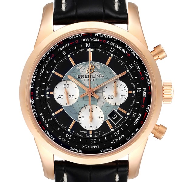 Breitling Transocean Chronograph Unitime Rose Gold Mens Watch RB0510 Box Papers Breitling Transocean Chronograph Unitime Rose Gold Mens Watch RB0510 Box Papers