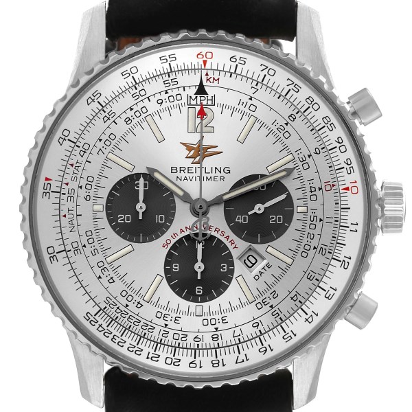 Breitling Navitimer 50th Anniversary Silver Dial Mens Watch A41322