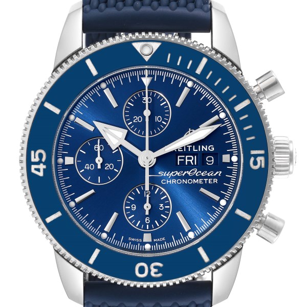 Breitling SuperOcean Heritage II Chrono Blue Dial Mens Watch A13313 Box Card